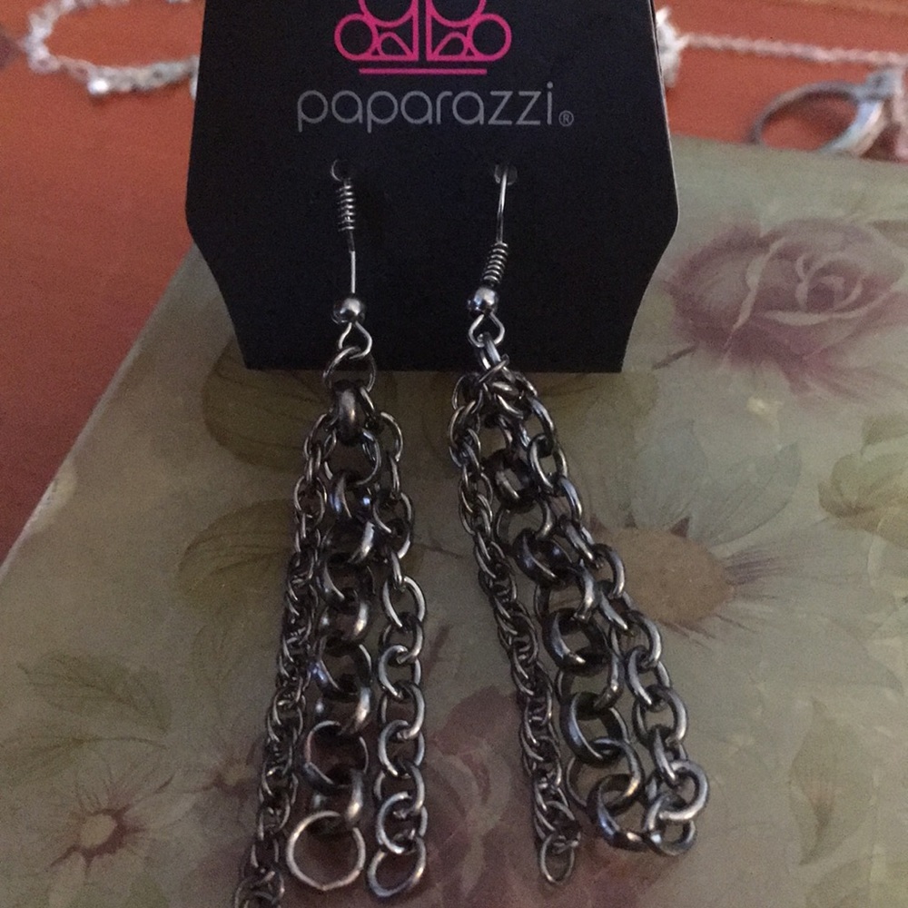 Black chain dangle earrings
